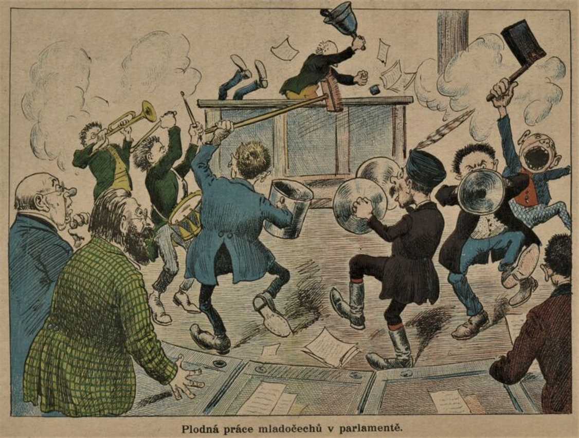 Plodná práce mladočechů v parlamentu (Rašple, 1. 7. 1900)
