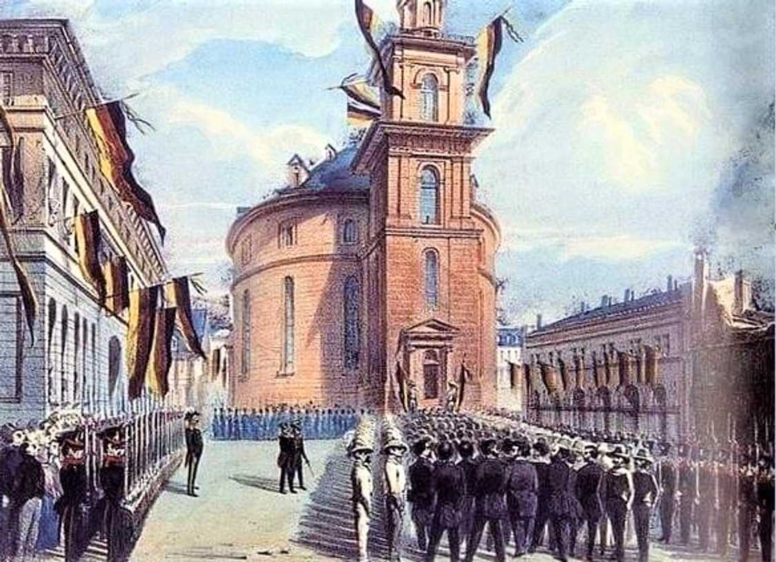 Luteránský kostel sv. Pavla (Paulskirche) ve Frankfurtu nad Mohanem - sídlo Německého národního shromáždění (1848).