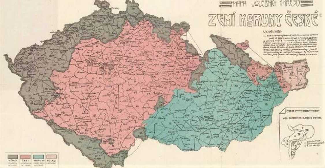 Mapa volebních okresů v českých zemích 1907.
