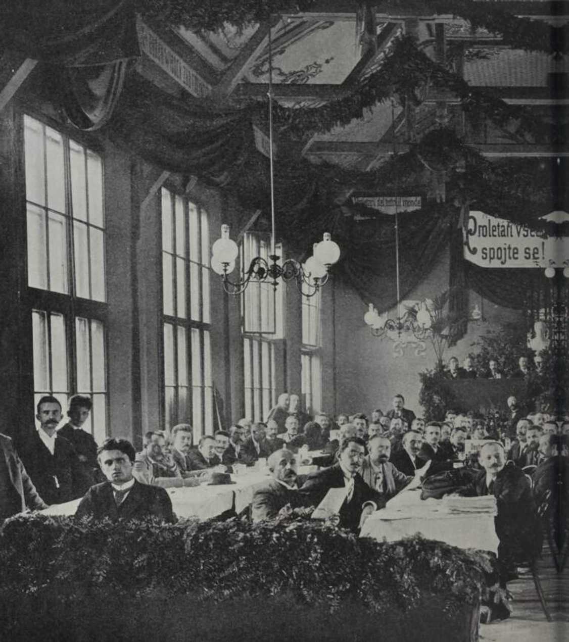 Jednání VII. sjezdu rakouské sociální demokracie v Brně 1899 (Neue Glühlichter, 29. 9. 1899) &#8211; pohled č. 1
